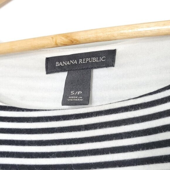 Banana Republic Women's Black White Striped Long Sleeve Knee Length Dress Sz S - Picture 3 of 11